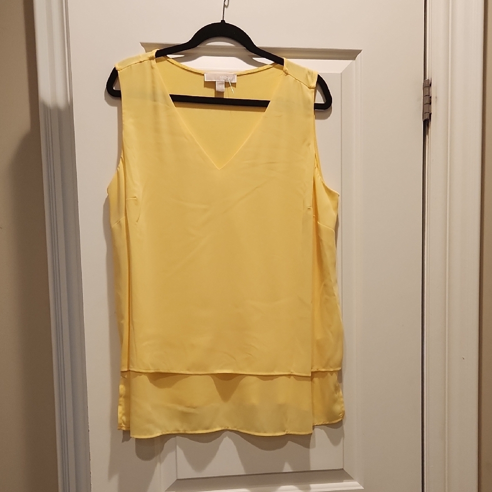 Michael Kors Yellow V-Neck Tank/Sleeveless Blouse
